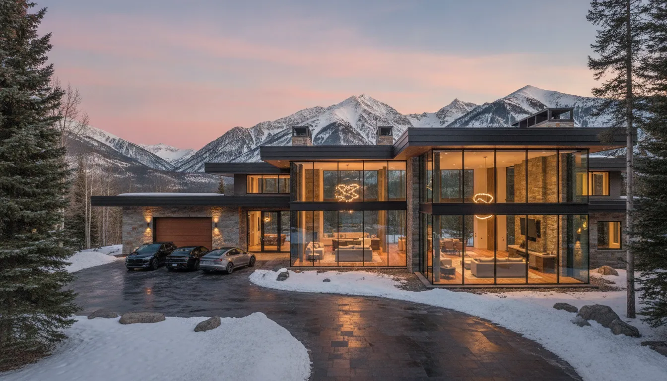 Luxury modern mountain home in Park City at sunset, the kind of property that often calls for jumbo financing