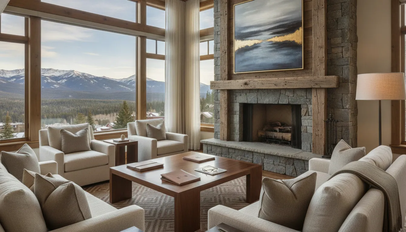 Luxury Park City rental condominium interior with mountain view