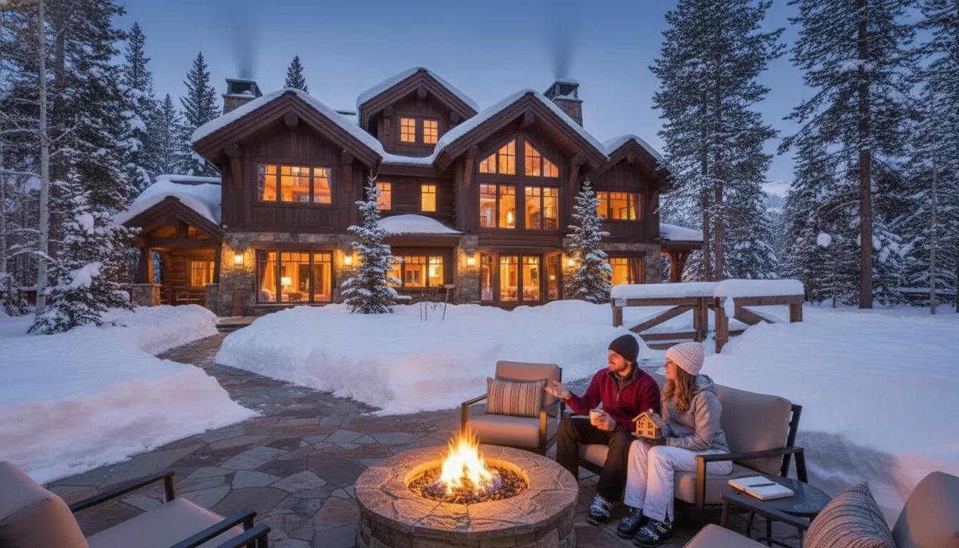 Luxury ski chalet in Park City Utah at dusk for a jumbo mortgage decision