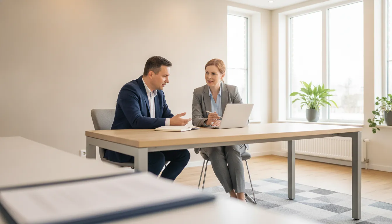 Self-employed business owner discussing mortgage financing options with an advisor