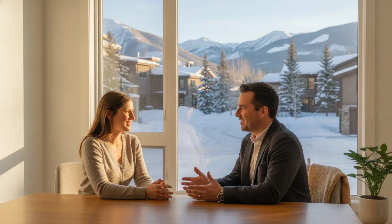 Self-employed borrower discussing profit and loss mortgage qualification with a mortgage advisor
