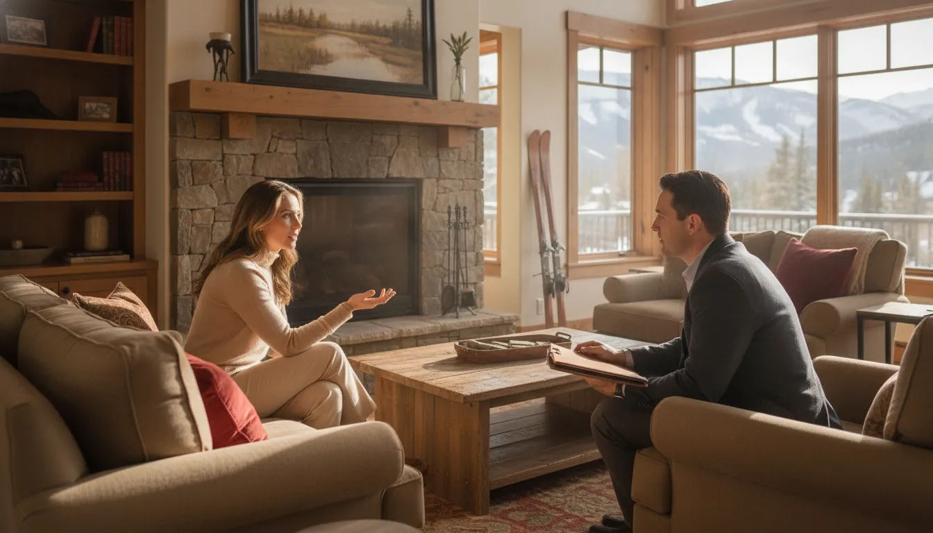 Wealth-rich borrowers discussing asset-based financing for a luxury Park City home