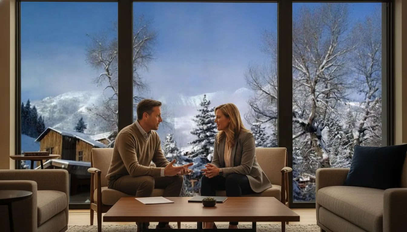 Tech executive discussing stock compensation with a mortgage advisor