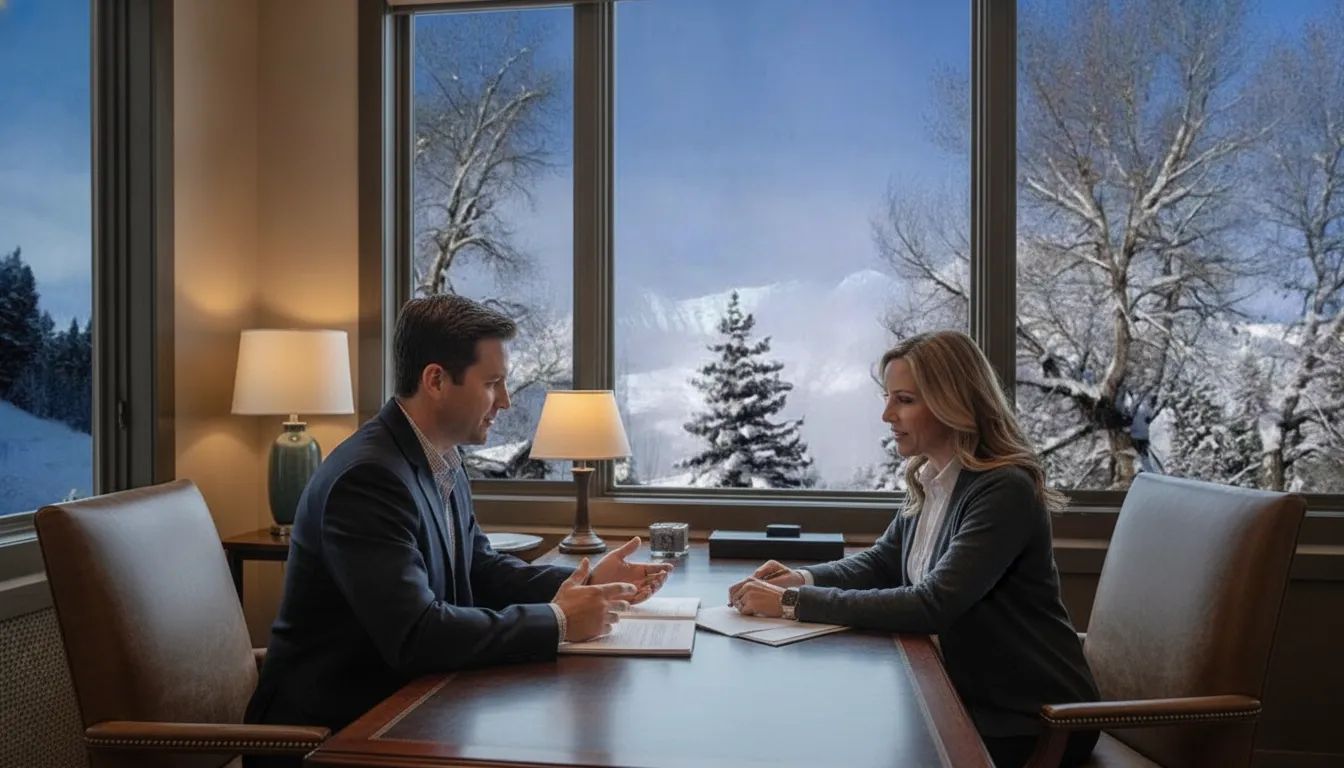 Non QM lenders Utah consultation in a Park City mountain office