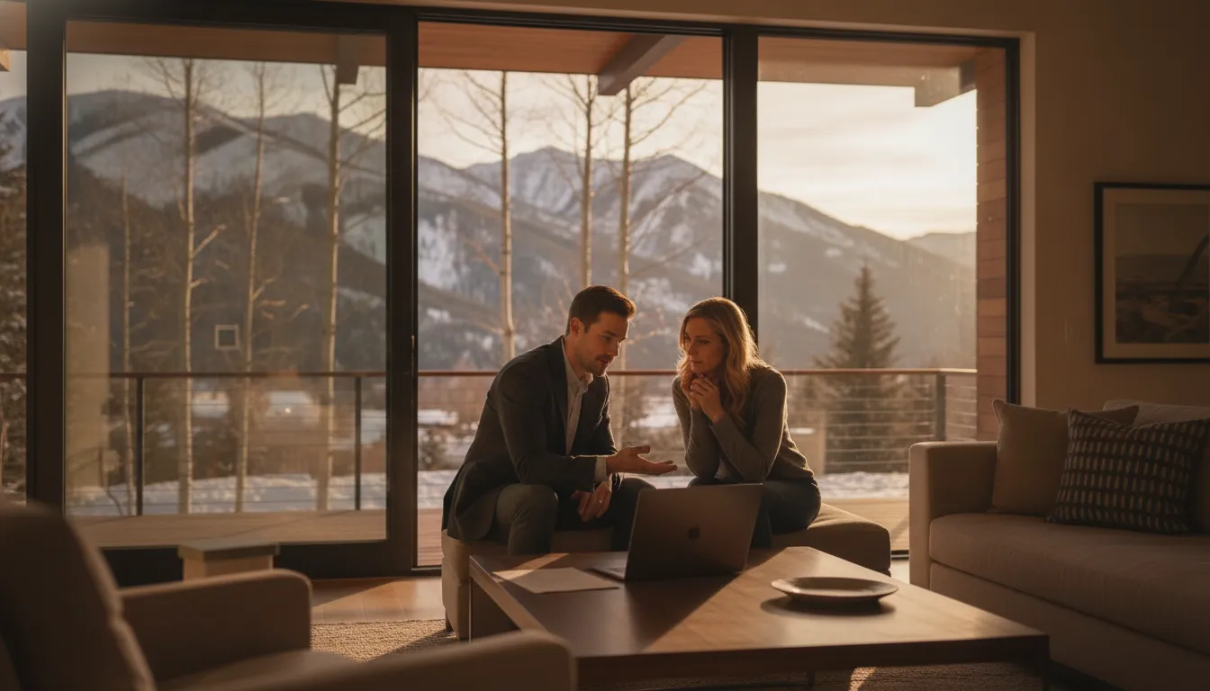 Park City rental investor discussing DSCR financing with a mortgage advisor