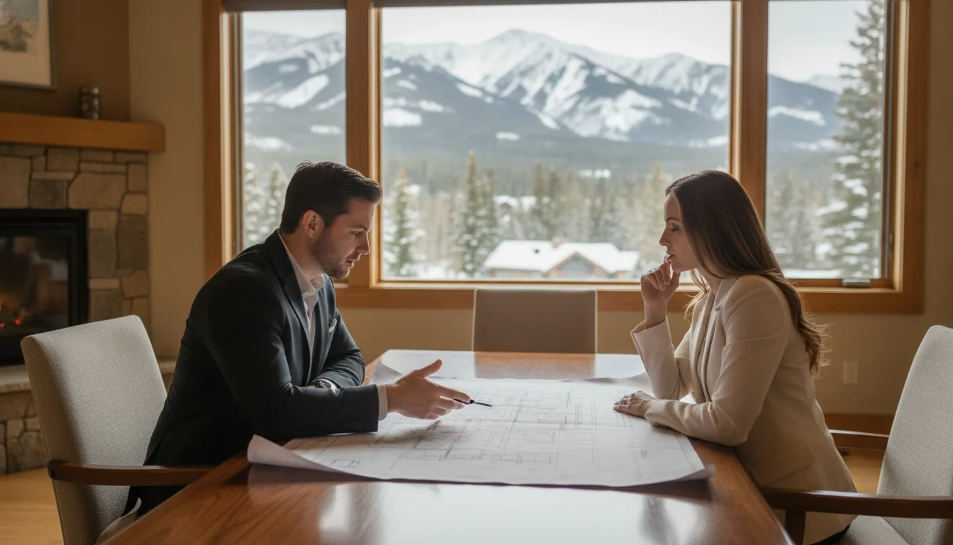 Mortgage advisor discussing Park City short-term rental financing with an investor