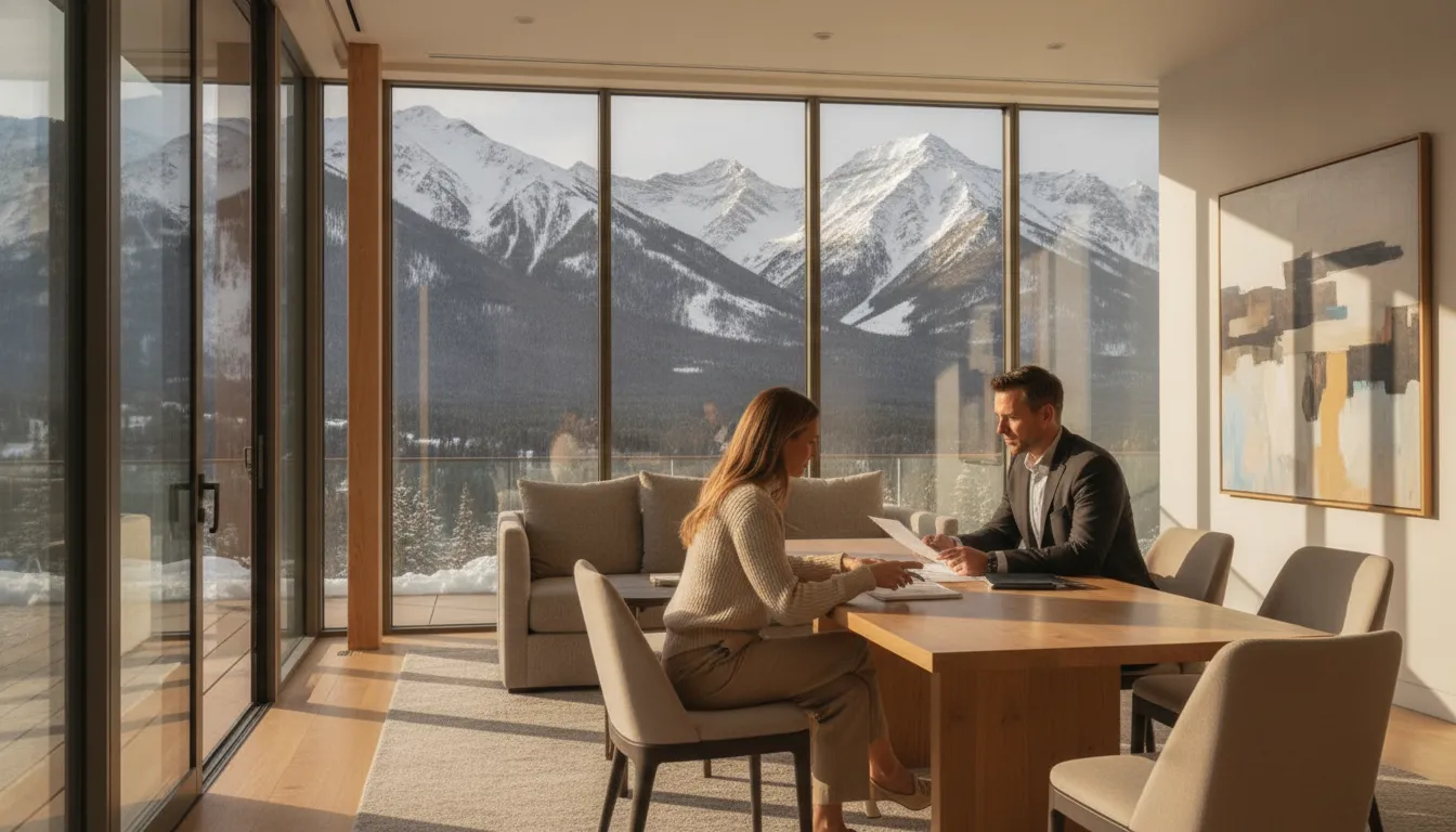 Investor and mortgage advisor discussing a Park City rental property