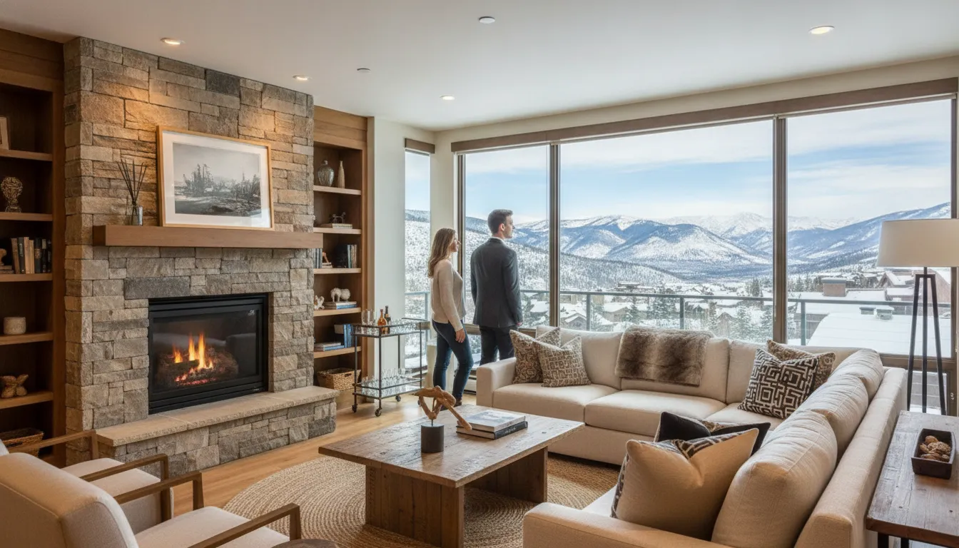 Snow-covered Park City rental property in a mountain resort setting