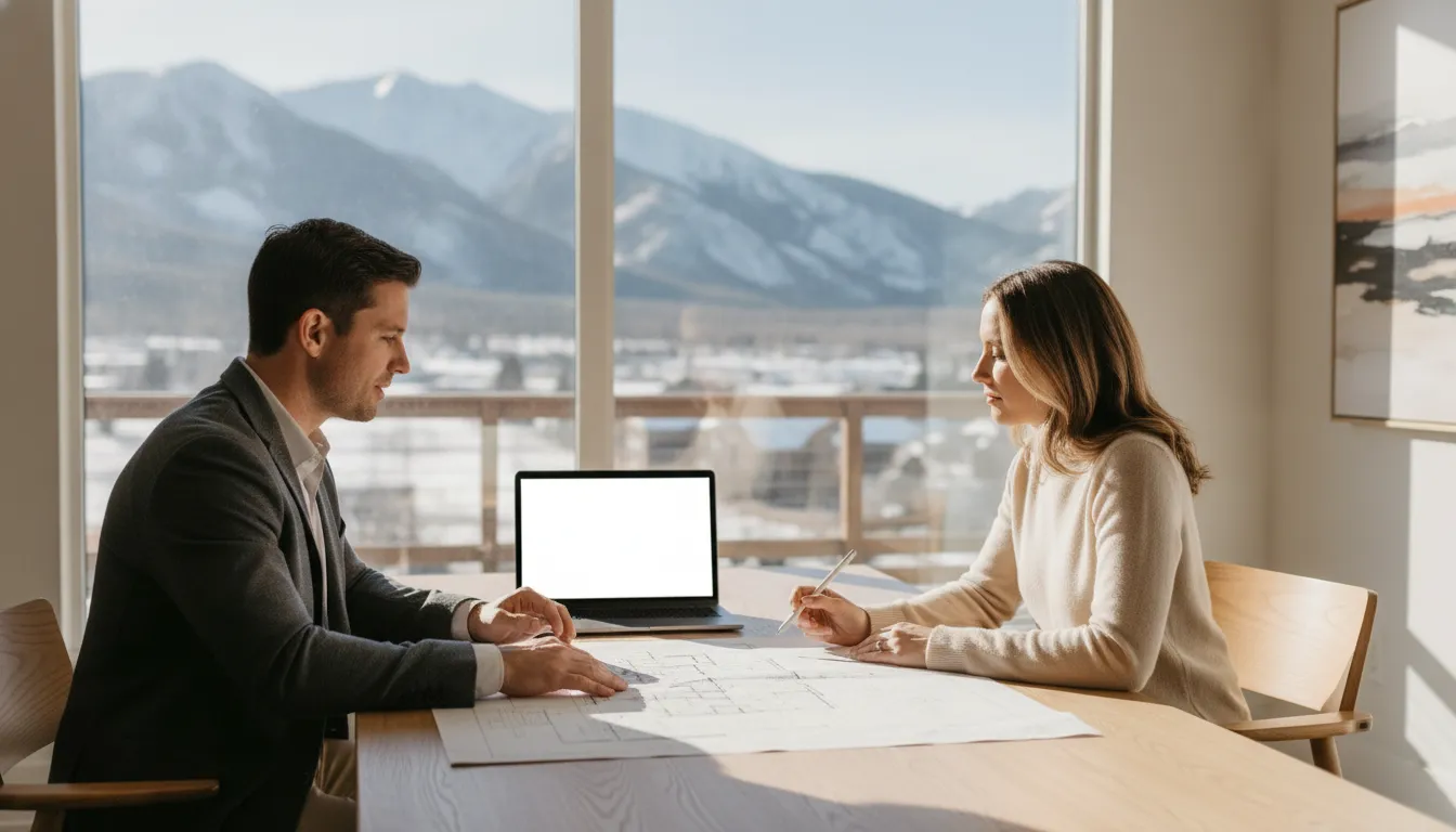 Mortgage advisor and investor discussing a Park City vacation rental plan
