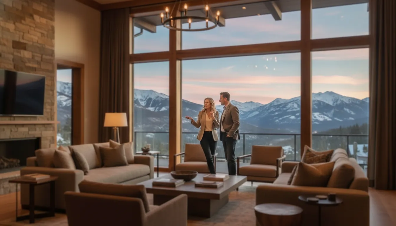 Investor and advisor discussing a luxury Park City rental property refinance
