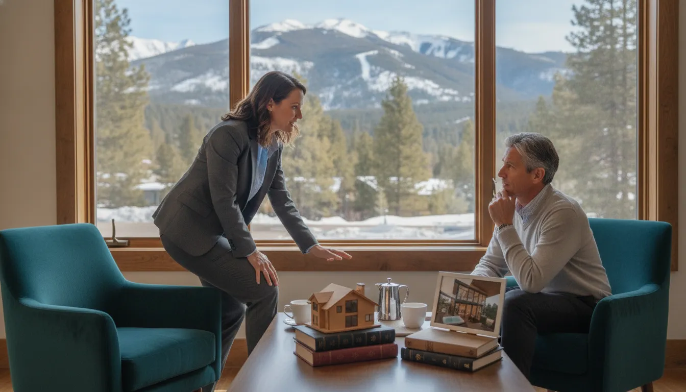 Mortgage advisor and investor discussing a Park City rental property refinance strategy
