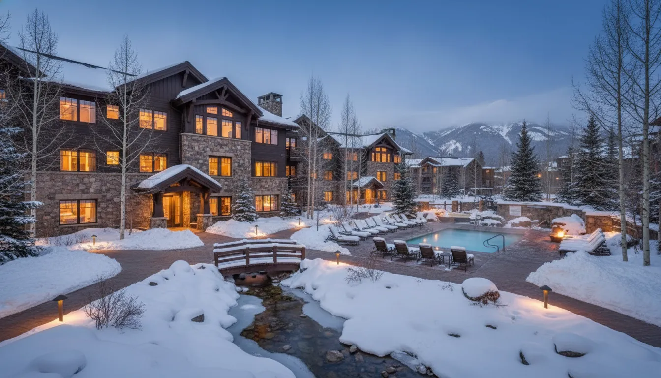 Luxury Park City condo community and resort amenities in winter