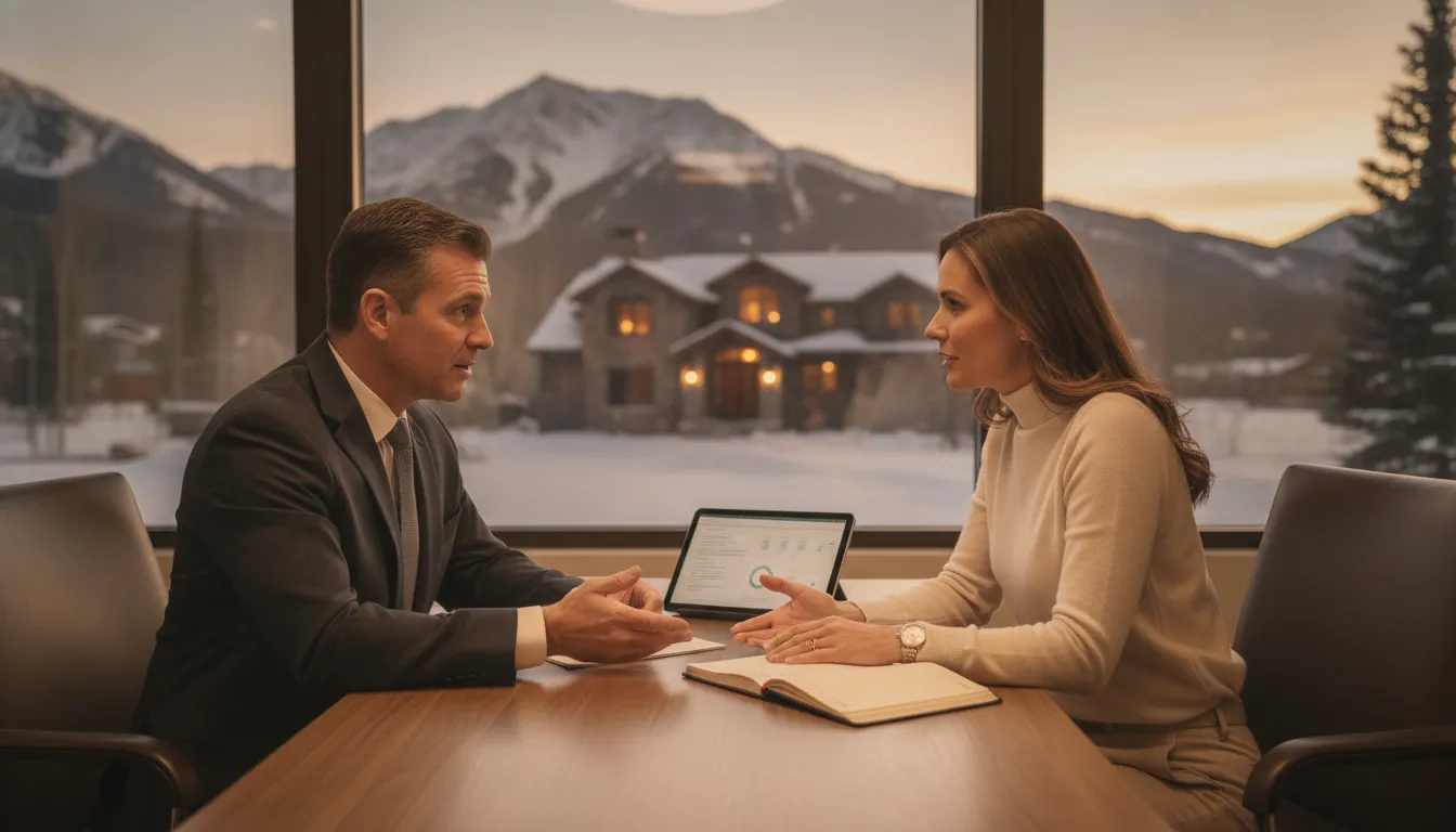 Mortgage advisor and investor discussing Park City rental property financing