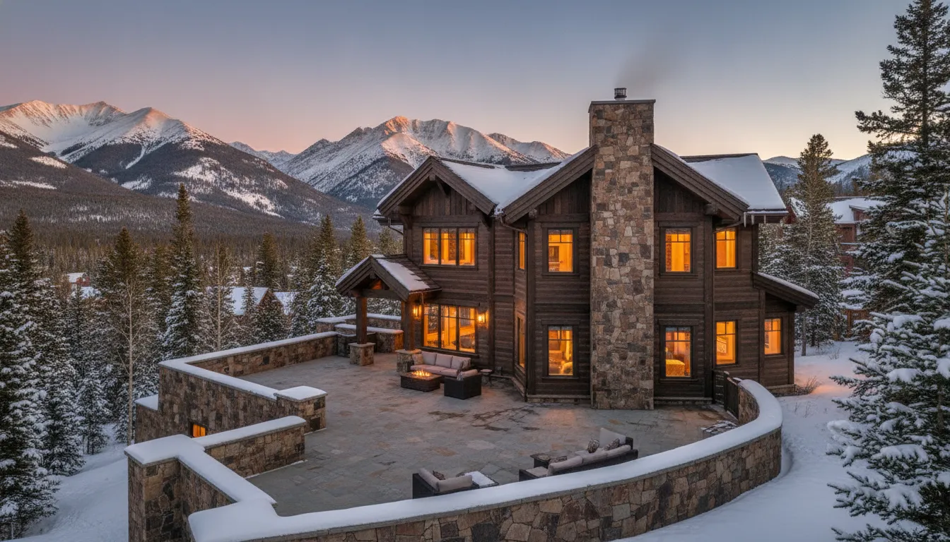 Luxury Park City rental property in the Utah mountains at sunset