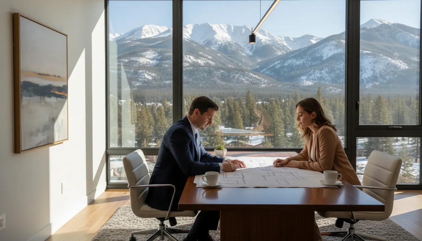 Mortgage advisor discussing cross-border Park City financing with an international buyer