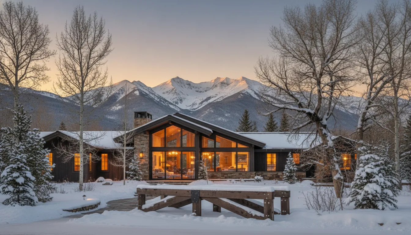 Luxury mountain home near Heber City Utah at sunset