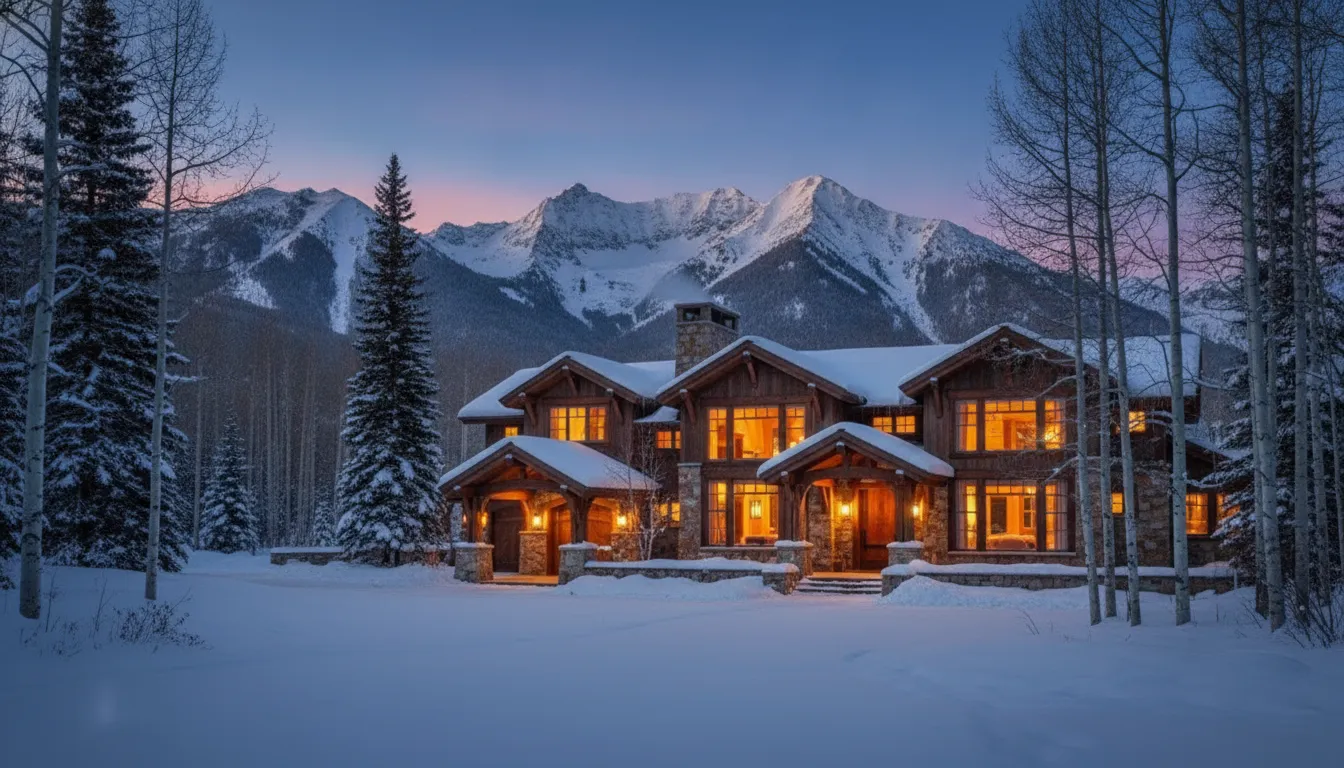 Luxury Park City mountain property viewed among surrounding alpine homes
