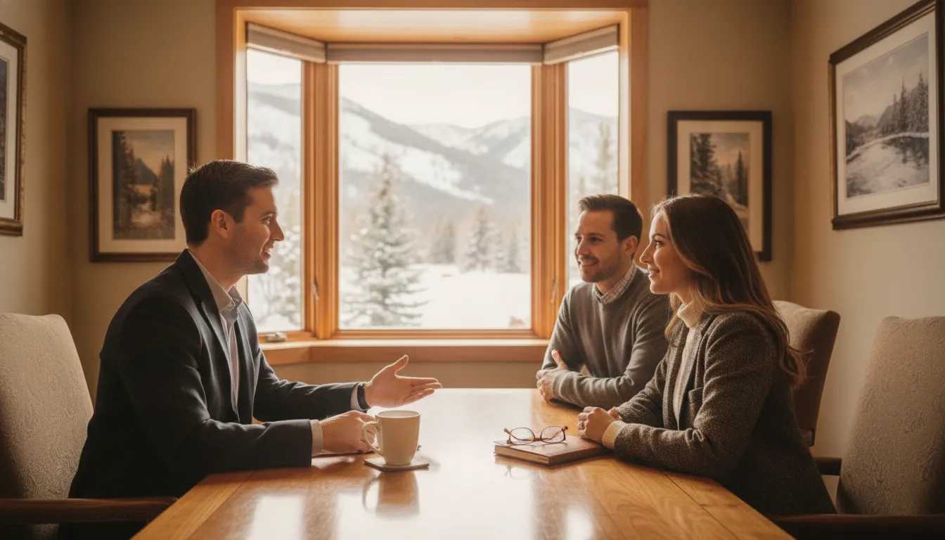 Mortgage advisor discussing second home financing with Park City buyers