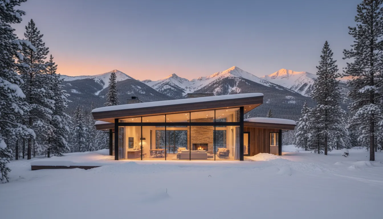 Luxury Deer Valley Utah mountain vacation home at sunset