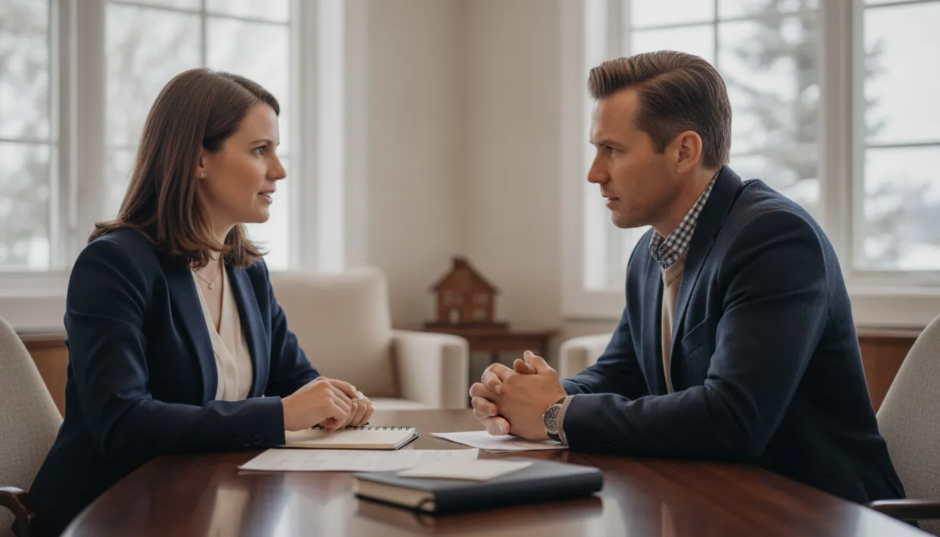 Self-employed buyer discussing a Summit County home purchase with a mortgage advisor