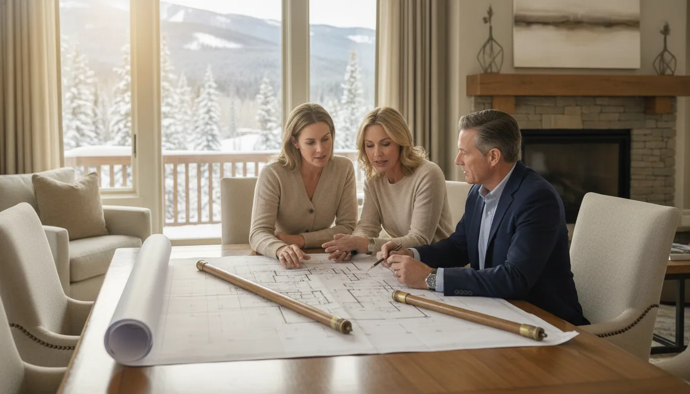 Mortgage advisor discussing a Park City vacation home with buyers