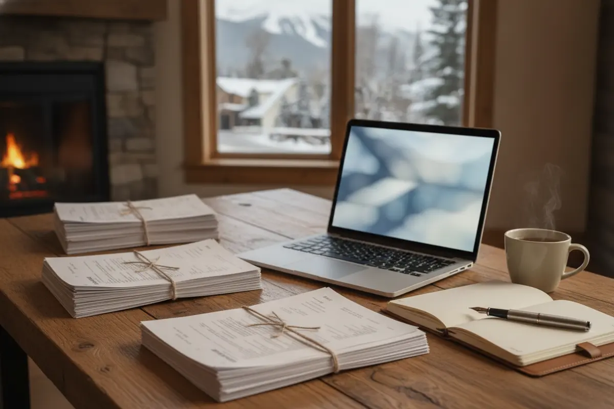 Organized financial documents for a Deer Valley mortgage discussion