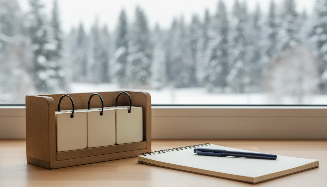 Blank notepad and calendar by a window, used to compare a second-home lock date with closing