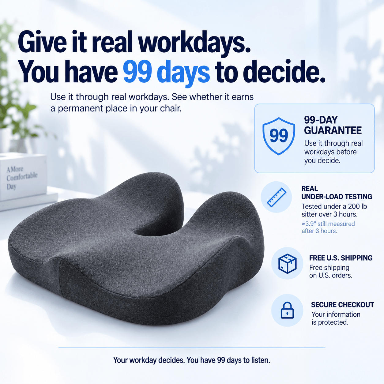 Oasis Seat Cushion guarantee and reassurance