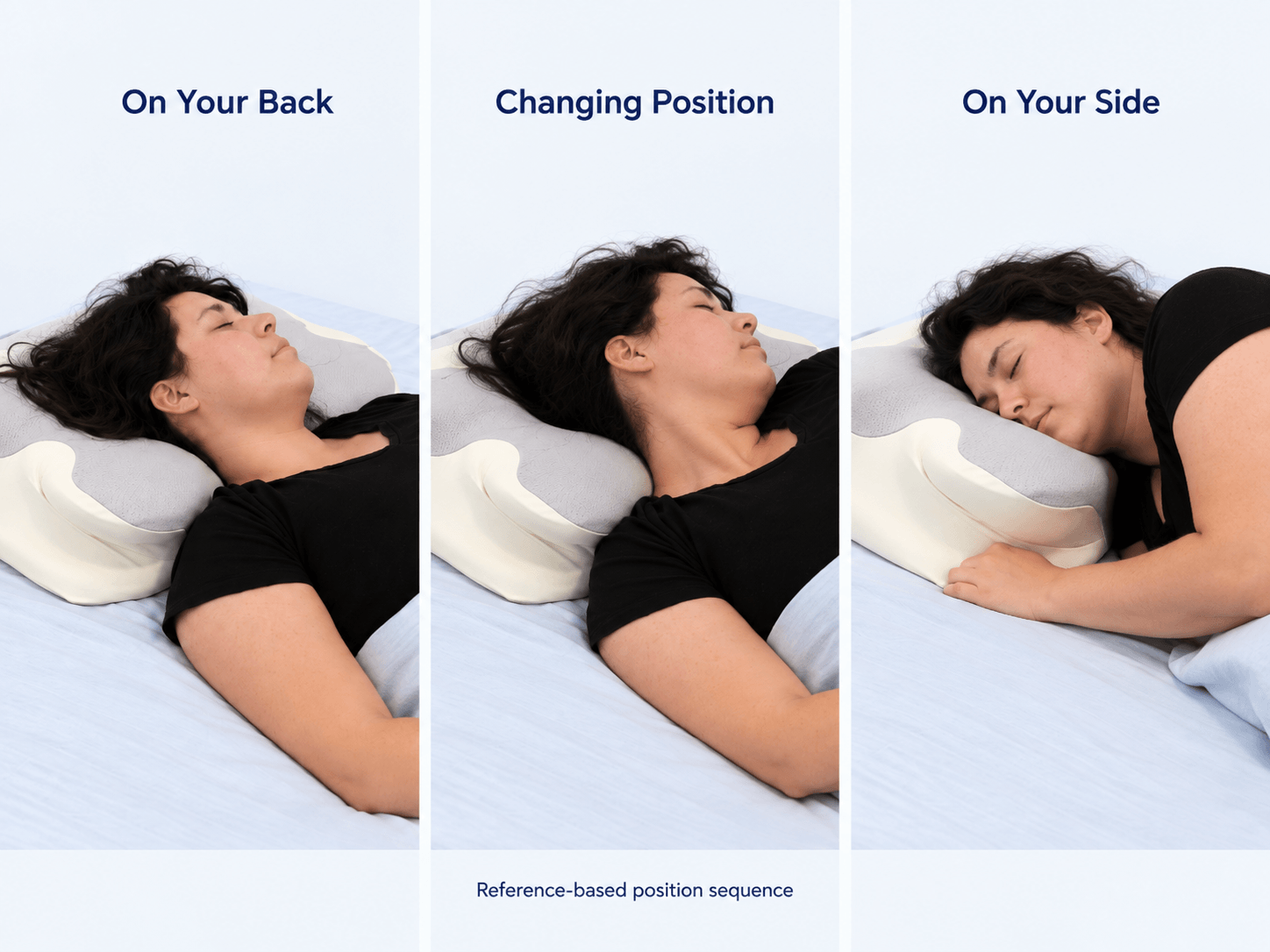 Oasis cervical pillow back-to-side position demonstration