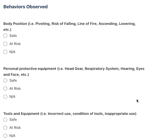 BBSO observed behaviour conditional logic