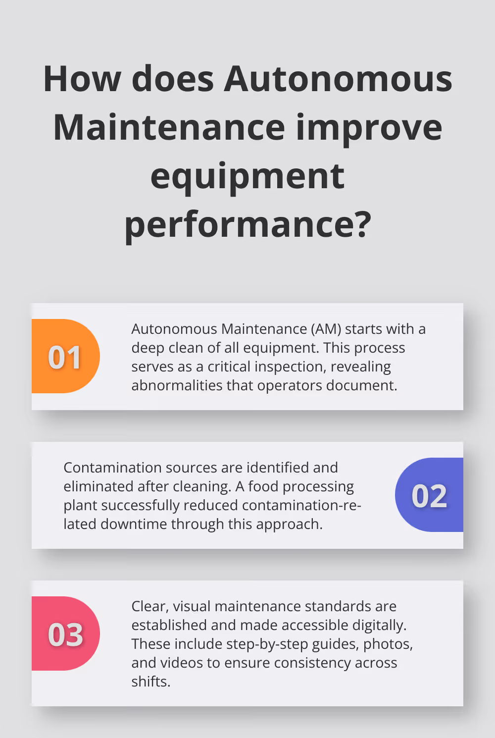 Fact - How does Autonomous Maintenance improve equipment performance?