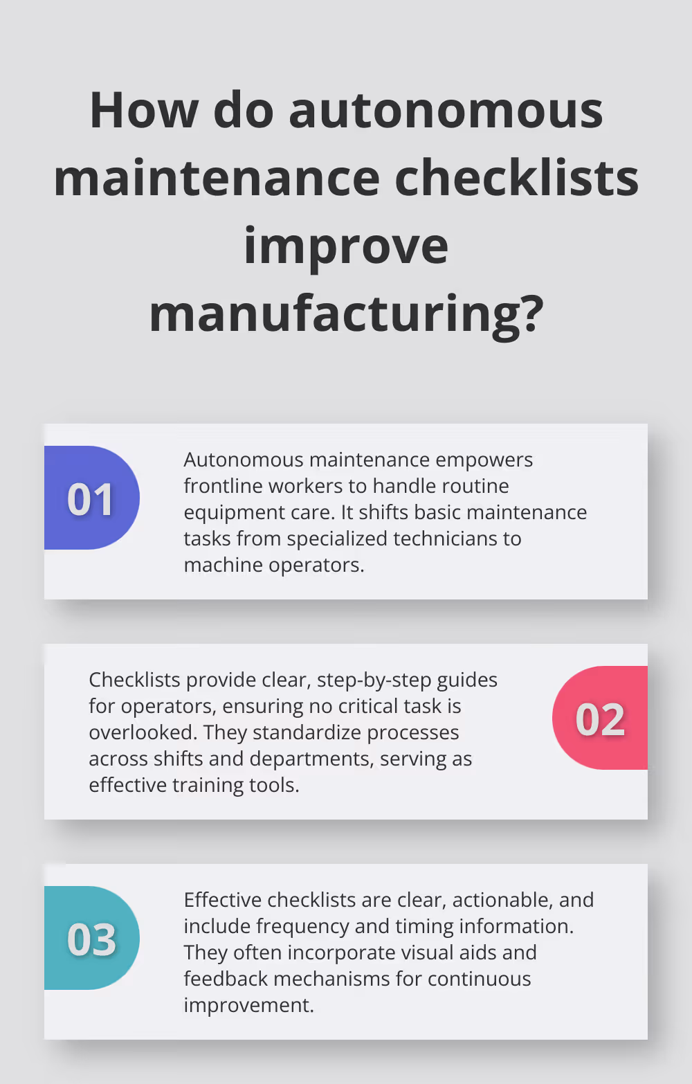 Fact - How do autonomous maintenance checklists improve manufacturing?