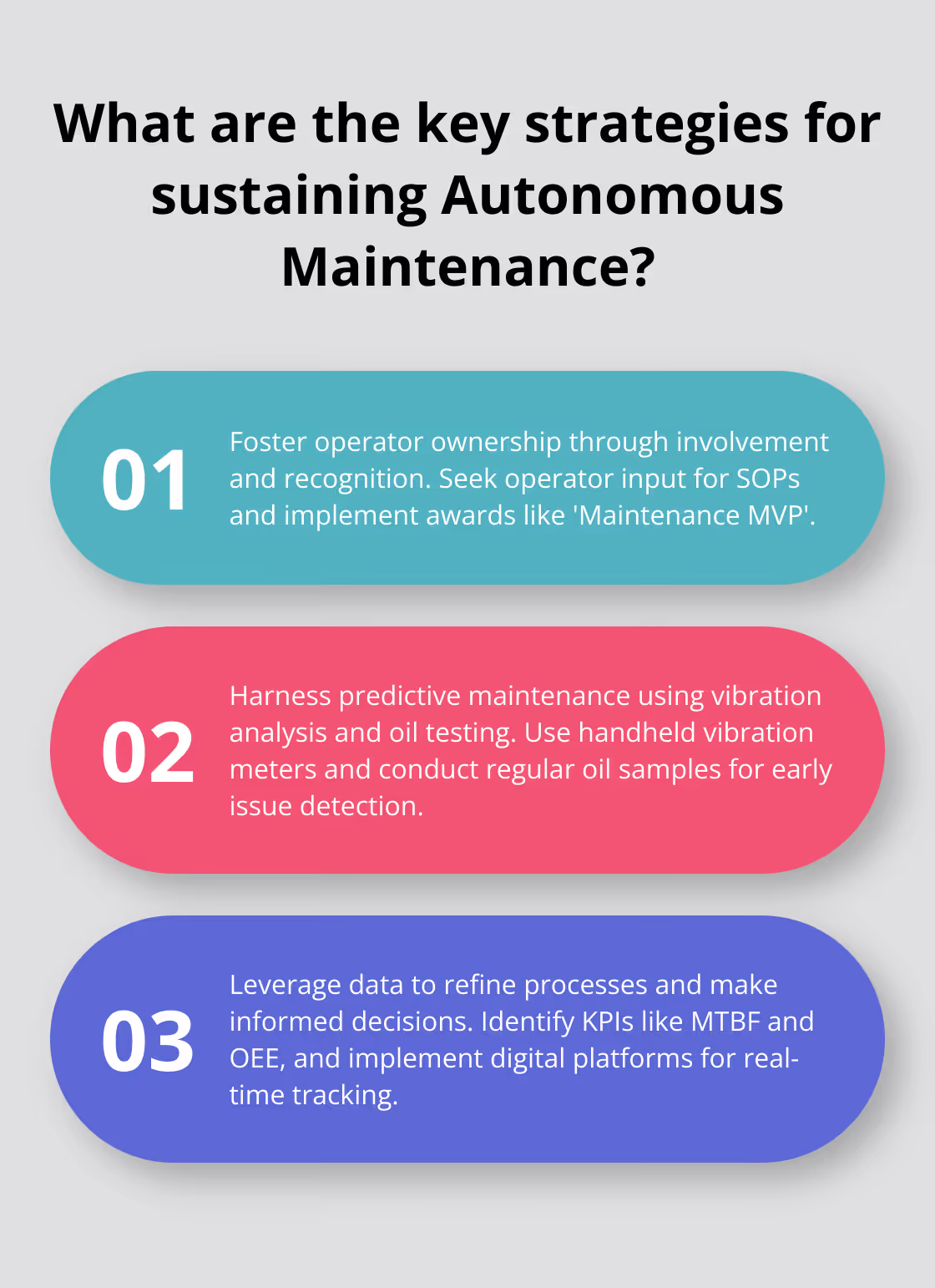 Fact - What are the key strategies for sustaining Autonomous Maintenance?