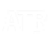 ATB logo in bold white letters on a black background.