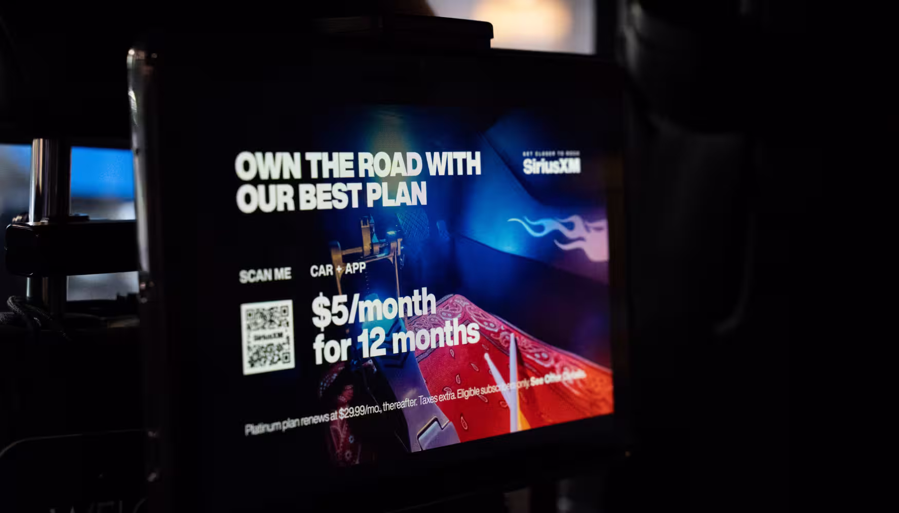 SiriusXM tablet inside a rideshare vehicle