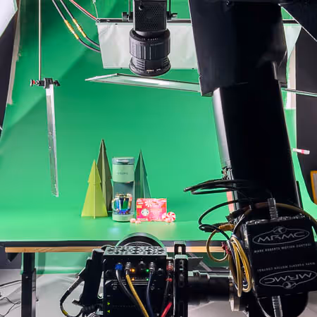 Bolt camera robot filming a tv commercial for a coffee chain