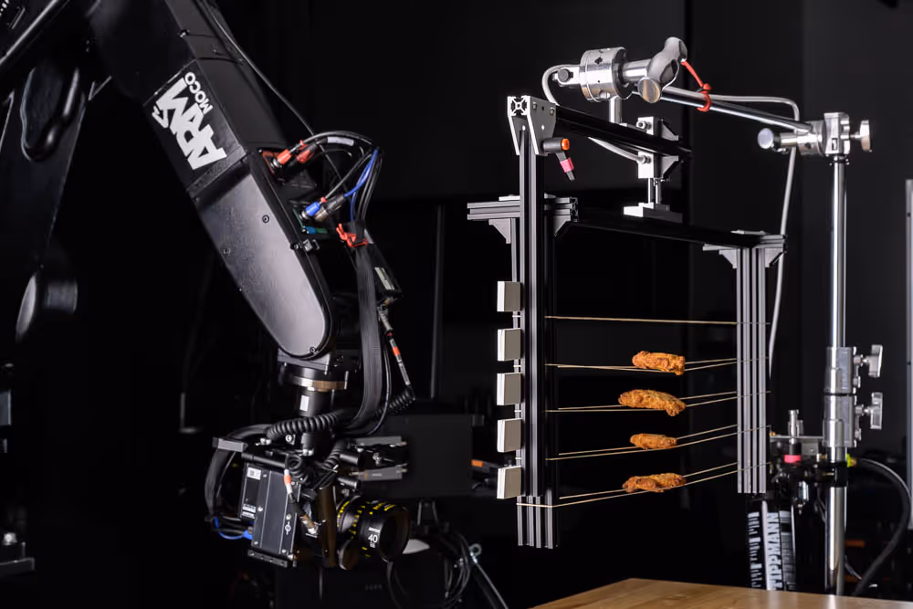 Table top rigging for dropping chicken strips