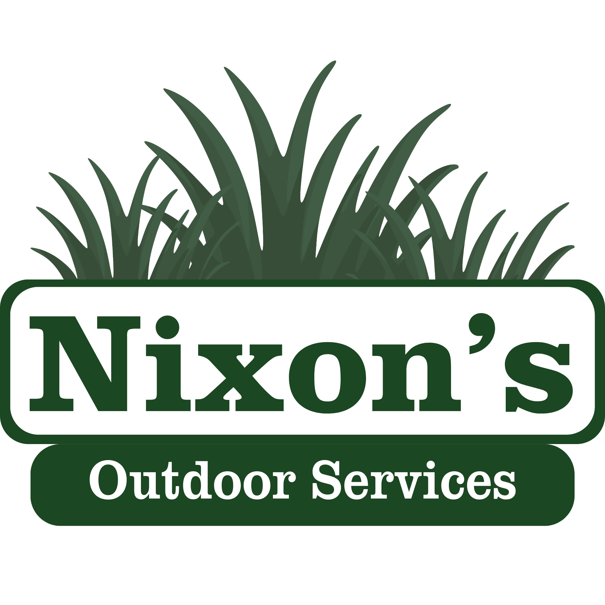 Logo for Nixon's Outdoor Services featuring stylized green grass above the company name.