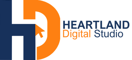 Logo for Heartland Digital Studio featuring stylized letters HD with a mouse cursor design.