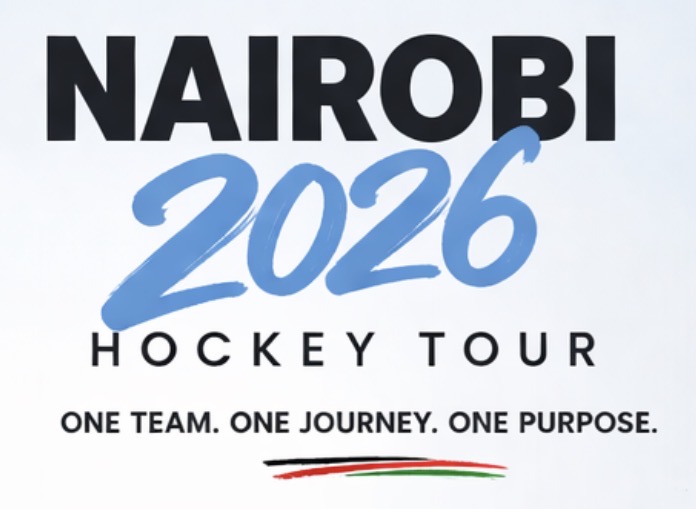 Logo for Nairobi 2026 Hockey Tour with the slogan One Team. One Journey. One Purpose. and a red, black, and green underline.