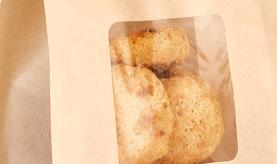 Package with window showing cookies insde