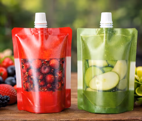 Bags intended for liquids with spout windows