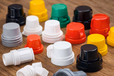 A set of spouts and caps to attach to bags