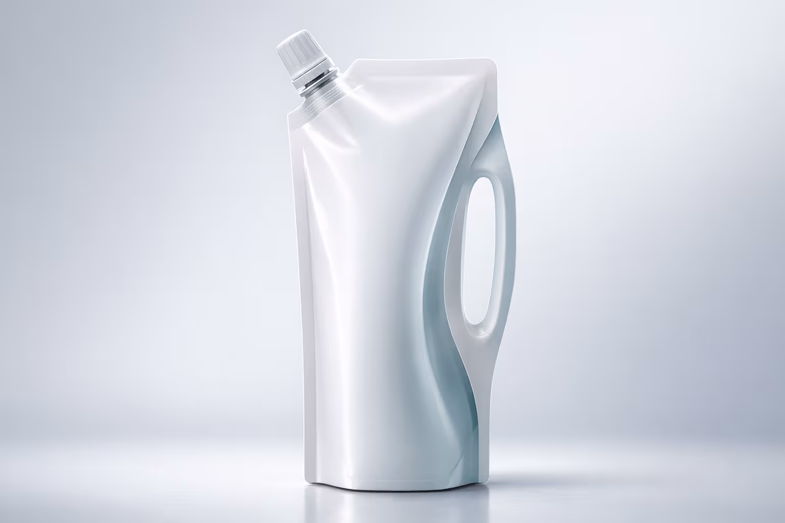A bag intended for liquids with a handle grip spout