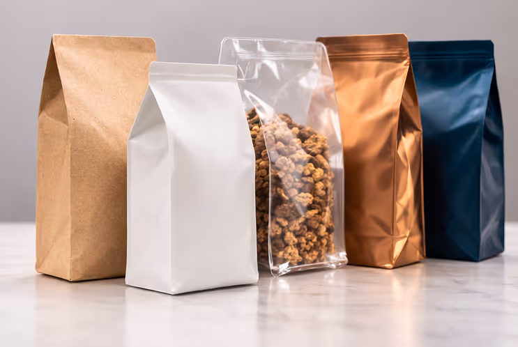 Box bottom bags in different film types