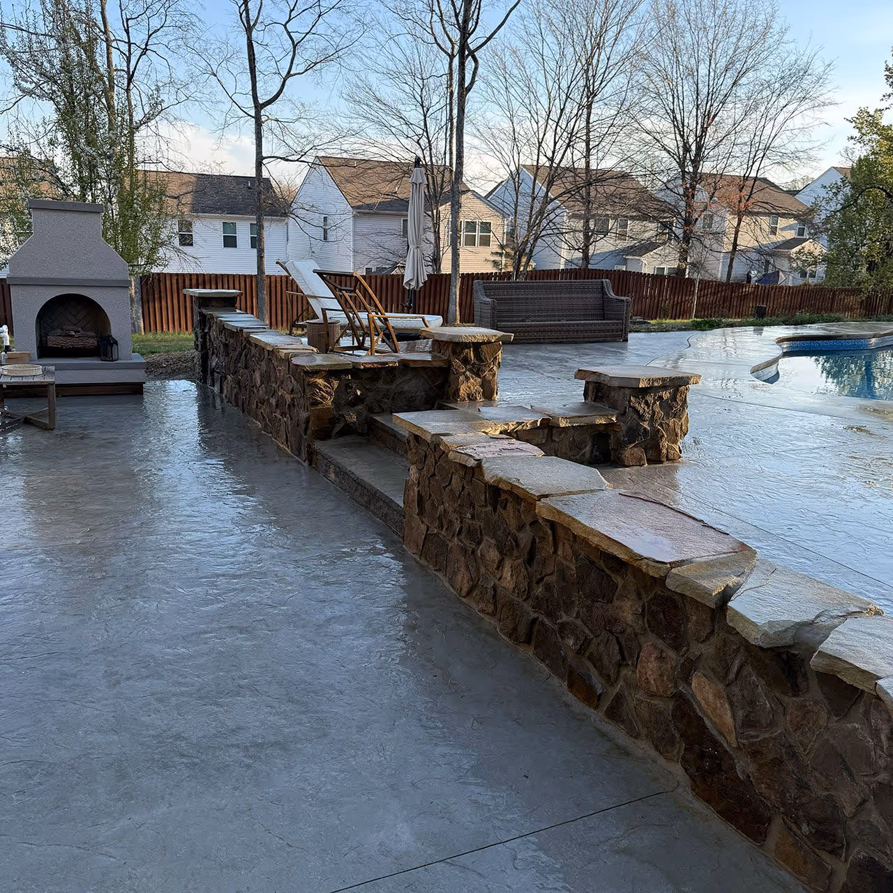 Outdoor living space with kitchen and patio installation near me