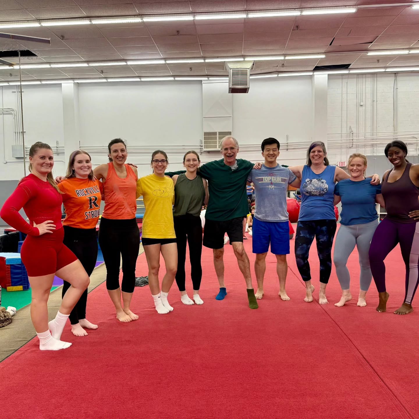 Adult gymnastics class at Dynamite Gymnastics Center in North Bethesda