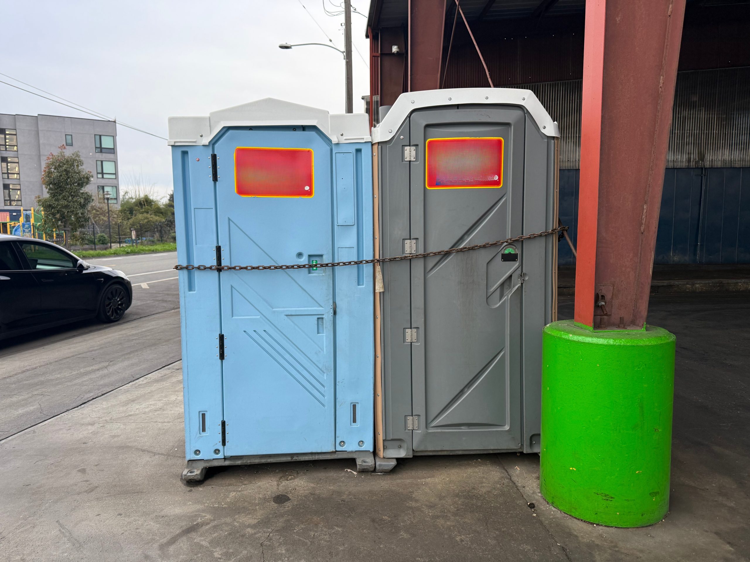 2 locked portapotties
