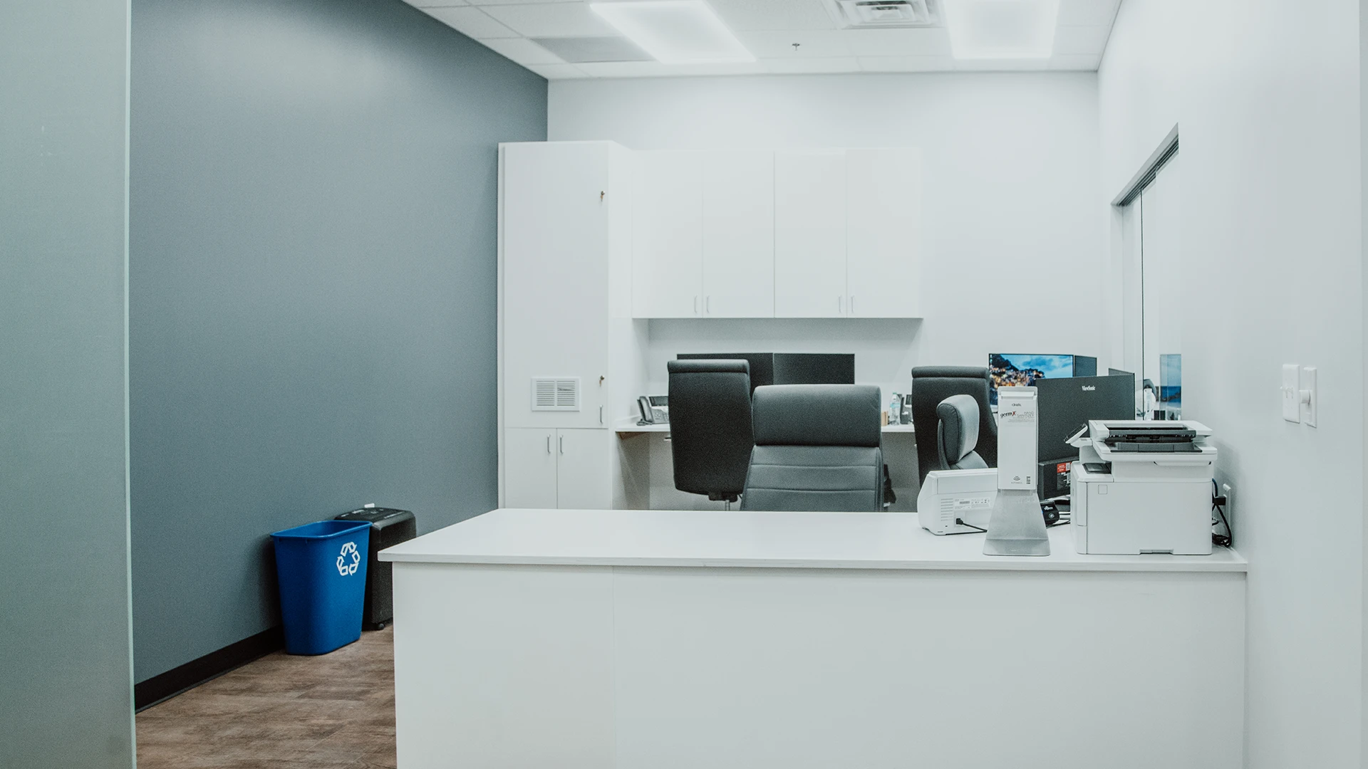 the reception area of a dentist office.