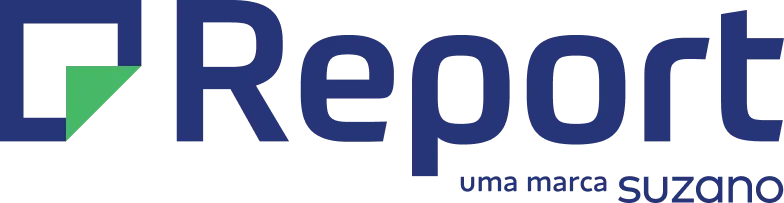Report logo with a blue outlined square and a green triangle in the corner next to the text 'Report' in dark blue.